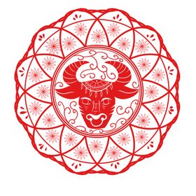 牛年剪纸插画