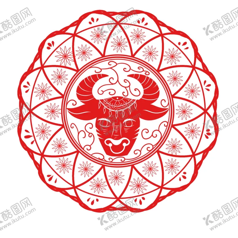 编号：69336506291141268776【酷图网】源文件下载-牛年剪纸插画