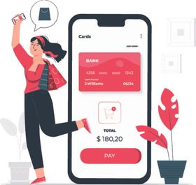 手机网络购物插画