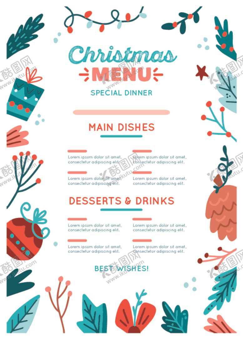 编号：94899410110439519591【酷图网】源文件下载-圣诞节菜单模板