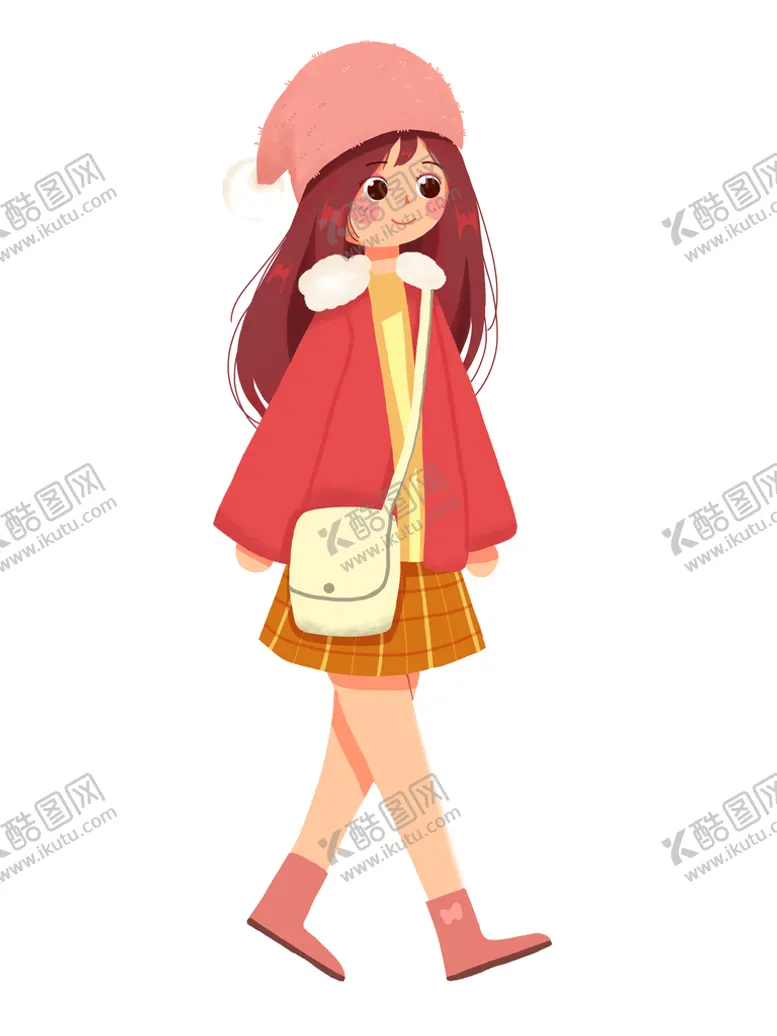 编号：37465909152247398569【酷图网】源文件下载-冬装女孩走路短裙