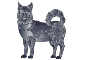 渐变灰插画狼复古图腾