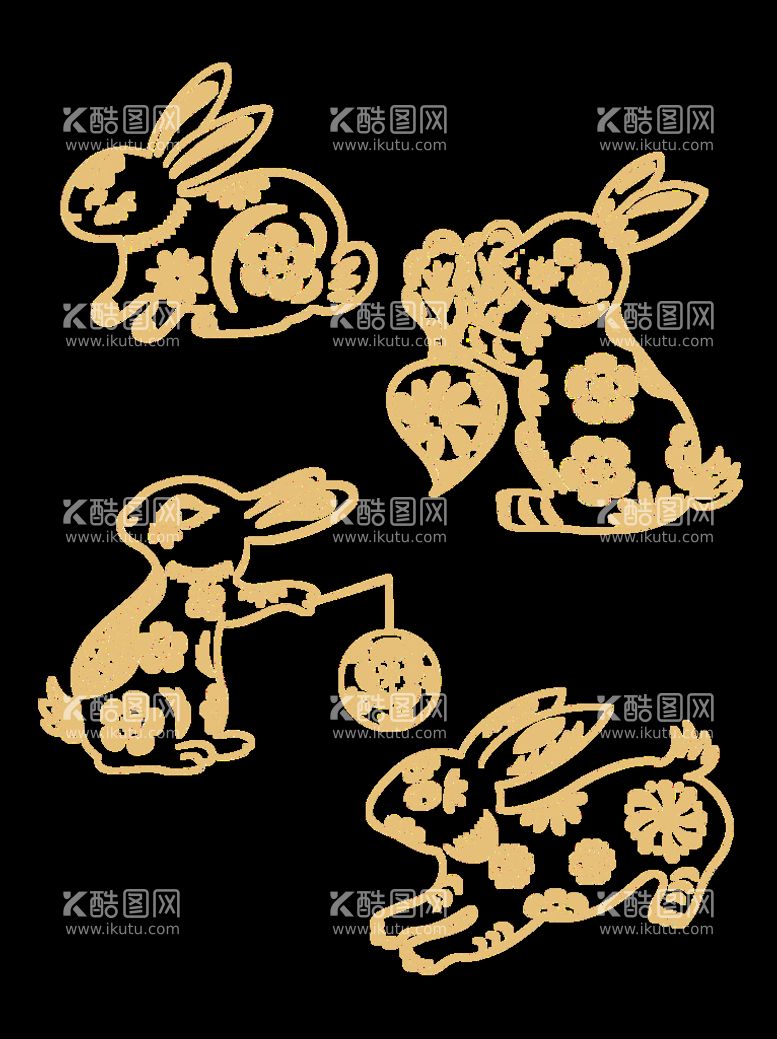 编号：18645610171748293732【酷图网】源文件下载-春节兔年插画元素图案 