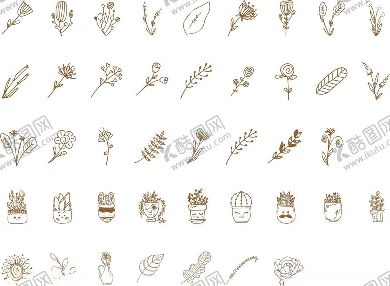 编号：12709411181340347895【酷图网】源文件下载-植物手绘艺术线条图