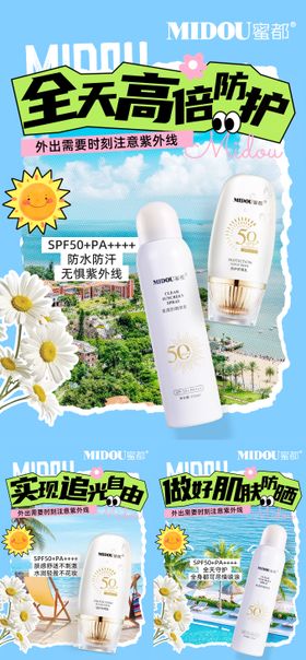 防晒护肤品微商产品功效系列海报