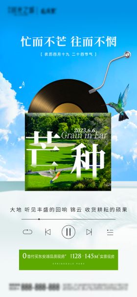 芒种海报二十四节气唱片公园音乐