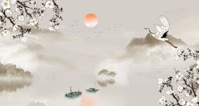 中国风水墨背景水彩水墨