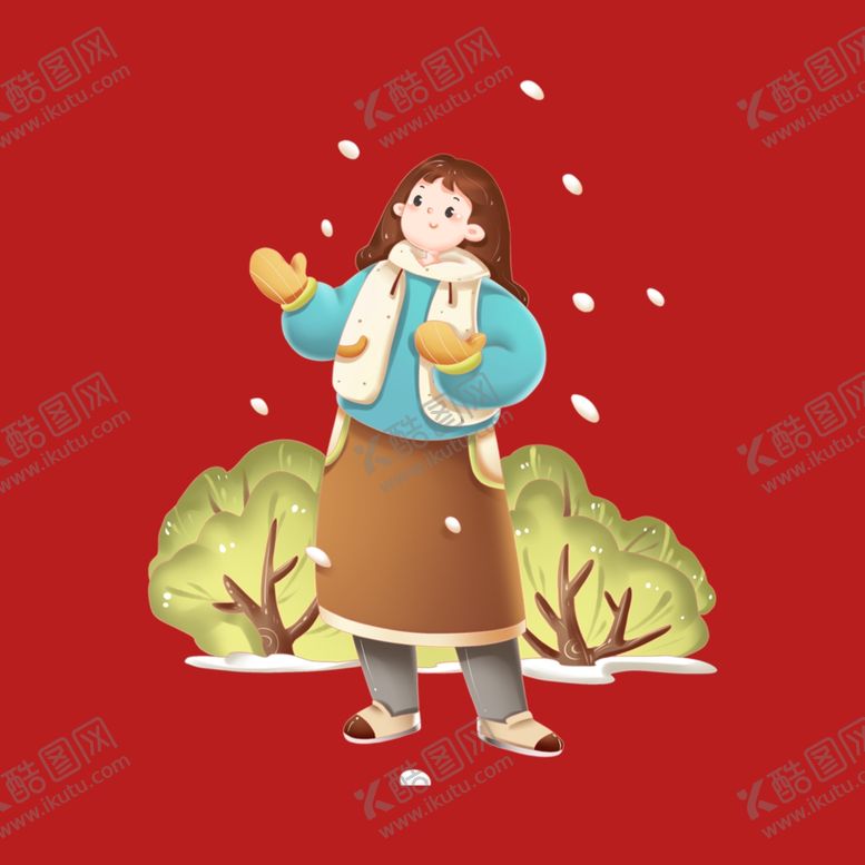 编号：12262501170443462644【酷图网】源文件下载-手绘冬季人物