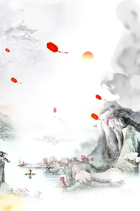 中国风水墨舞台背景素材背景