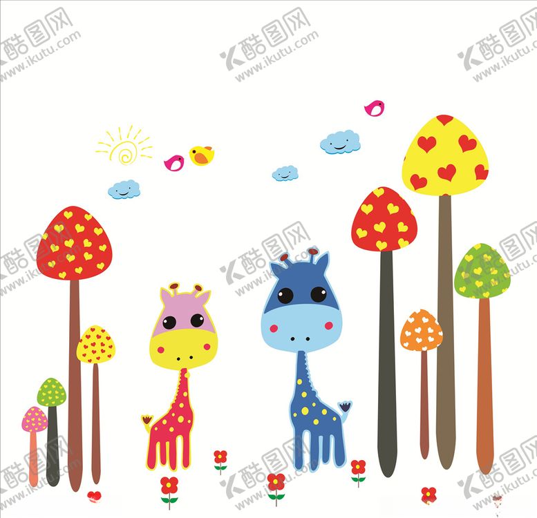 编号：37160709281936311945【酷图网】源文件下载-卡通幼儿园墙贴