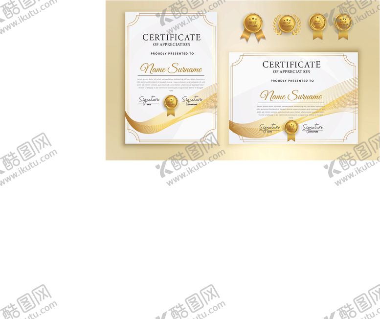 编号：15902812121424032320【酷图网】源文件下载-精美证书模板