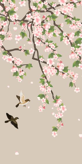 简约花鸟背景