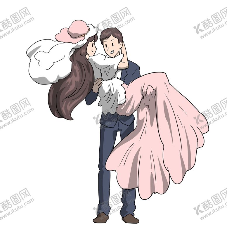 编号：92197005171955365706【酷图网】源文件下载-情人节情侣拥抱卡通人物素材