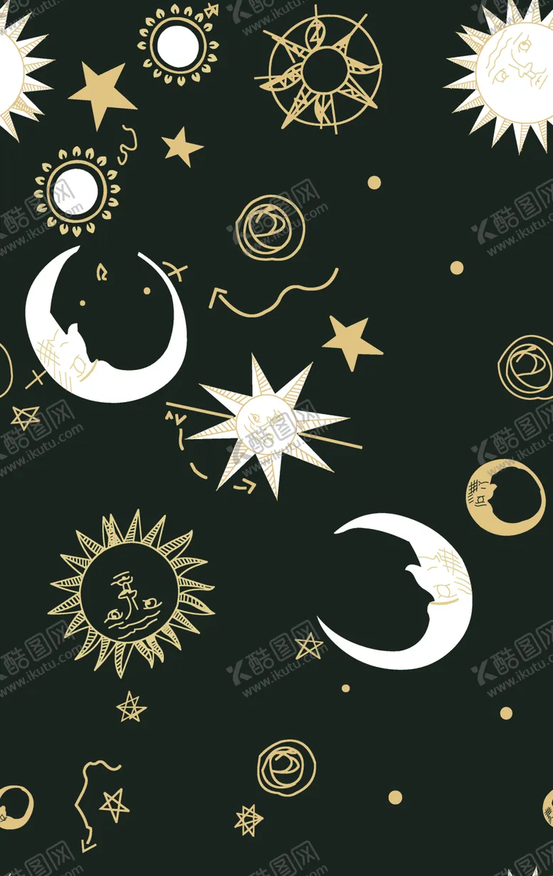 编号：14546305151003541275【酷图网】源文件下载-月亮太阳星星数码印花