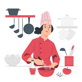 厨师做饭做饭烹制食品卡通人物