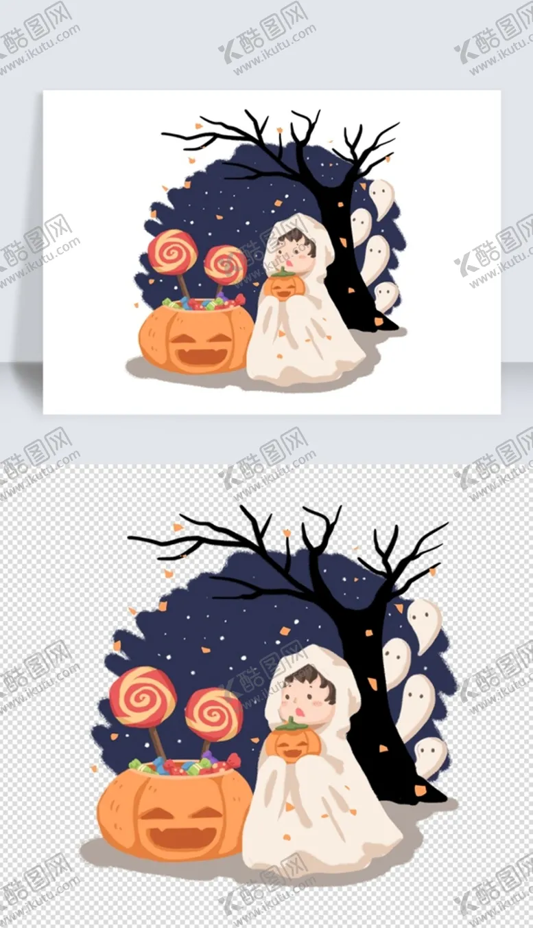 编号：74174810250659337096【酷图网】源文件下载-万圣节可爱卡通素材