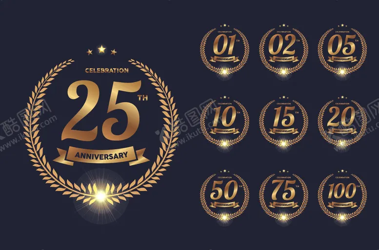 编号：26112204091425149993【酷图网】源文件下载-25周年庆典数字装饰元素