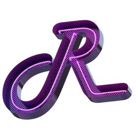 高清立体紫色霓虹灯字母元素