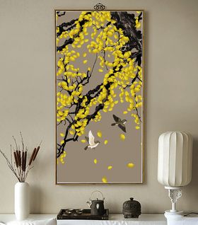 新中式抽象花鸟装饰画素材