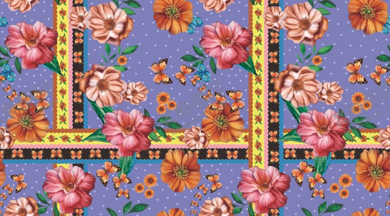 编号：52448511020307567187【酷图网】源文件下载-花卉几何图案彩色织物纹理