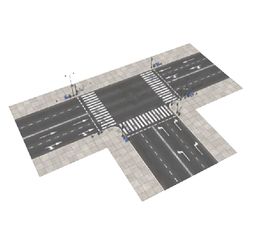 C4D模型马路街道路口