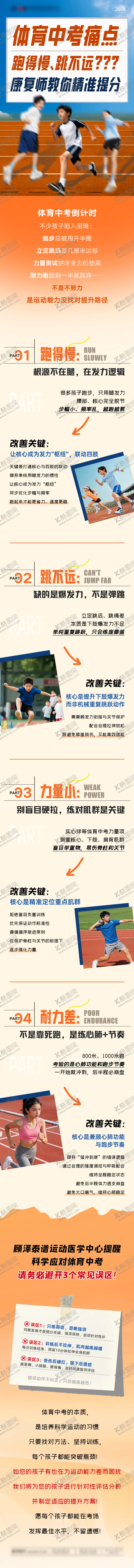 编号：91253202041249093088【酷图网】源文件下载-体育中考痛点-康复运动公众号长图