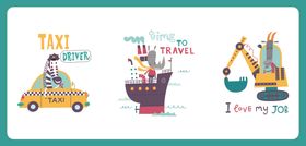 卡通交通工具插画设计