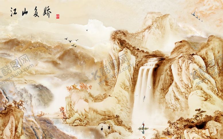 编号：81596609212059147507【酷图网】源文件下载-石纹山水背景墙