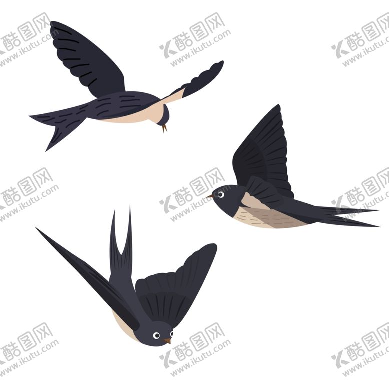 编号：38925012152124378235【酷图网】源文件下载-手绘燕子插画
