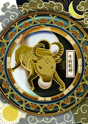 国潮风牛年大吉海报