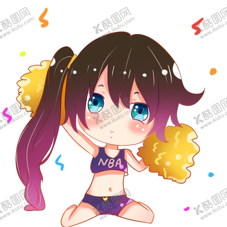 编号：90657402120608457328【酷图网】源文件下载-Q版单马尾啦啦队女孩动漫人物
