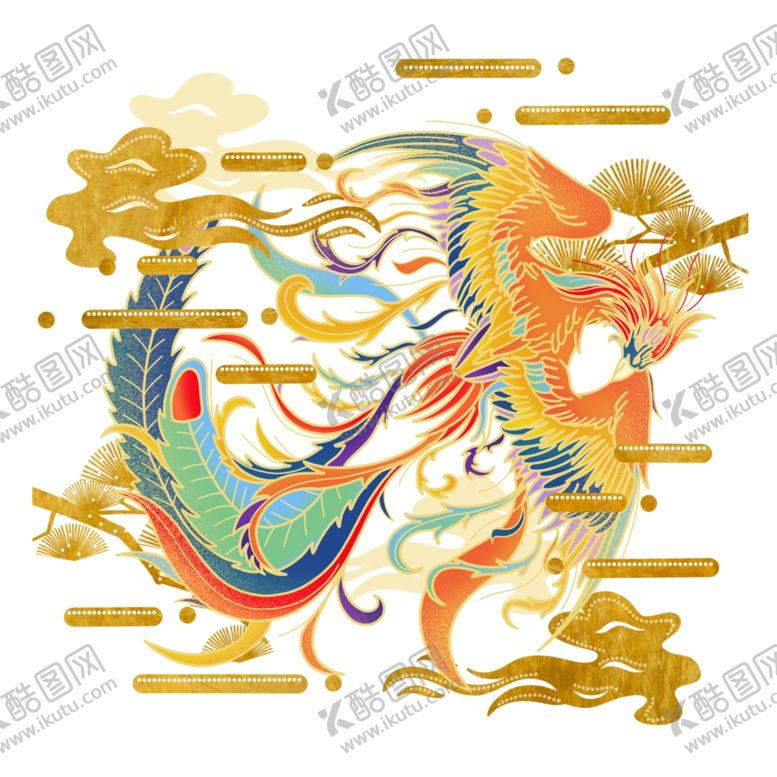 编号：88552805050407031315【酷图网】源文件下载-国潮凤凰插画