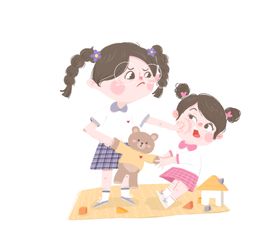 姐妹春游插画