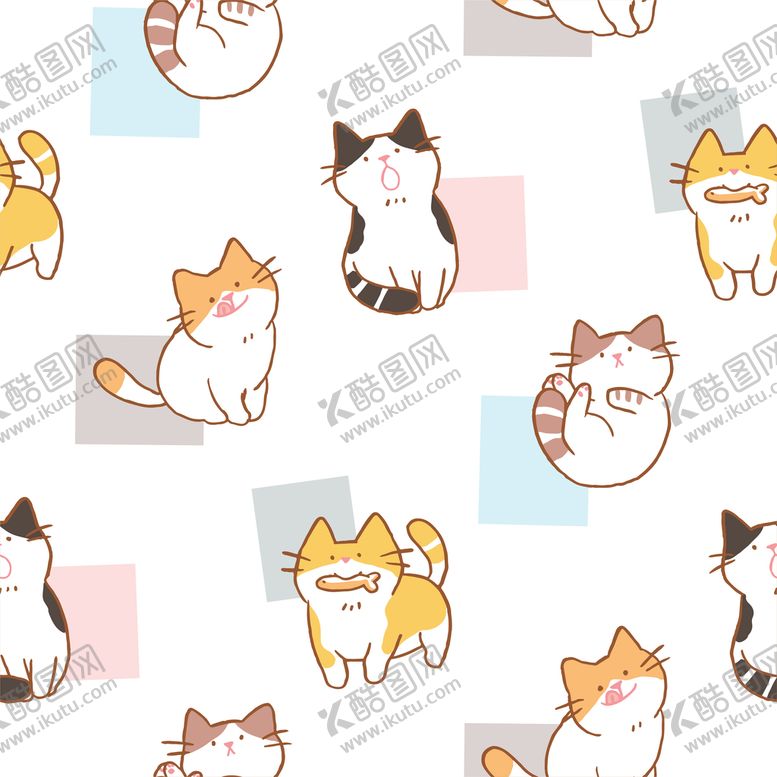 编号：48302709181127410451【酷图网】源文件下载-卡通猫咪无缝印花背景图