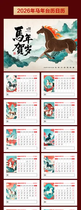2026年马年台历日历