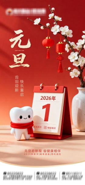 元旦口腔朋友圈海报