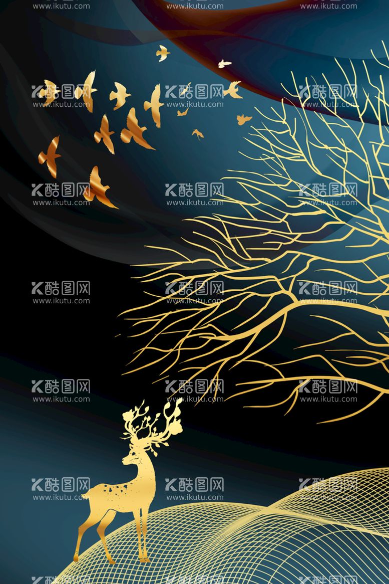 编号：52049811061749545475【酷图网】源文件下载-发财树 玄关 山水画 艺术画 