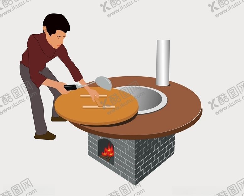 编号：16459709151259471895【酷图网】源文件下载-手绘卡通插画烧火地锅鸡肉台