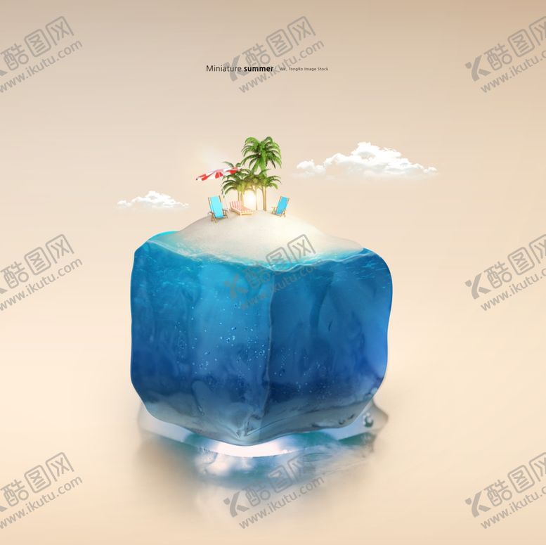 编号：25871510261937573806【酷图网】源文件下载-夏季海滩度假创意合成小风景场景