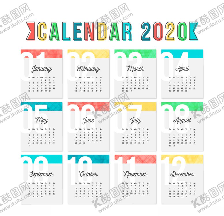 编号：79796710112246365267【酷图网】源文件下载-2020年日历