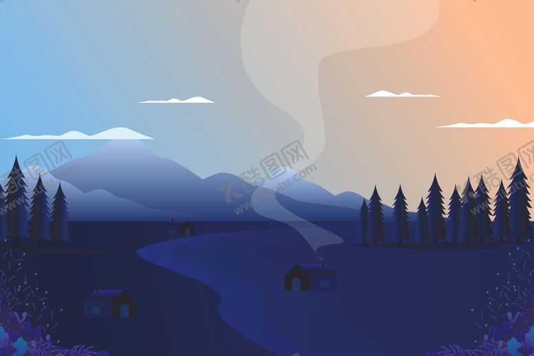 编号：14257710102255575235【酷图网】源文件下载-自然风光插画