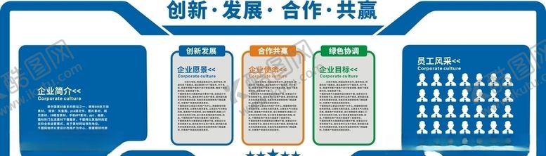 编号：84030707141734097365【酷图网】源文件下载-企业形象墙创新发展合作共赢