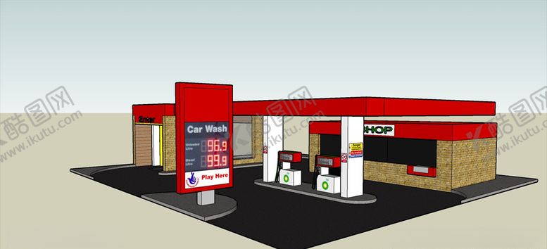 编号：47049609161709246484【酷图网】源文件下载-加油站模型
