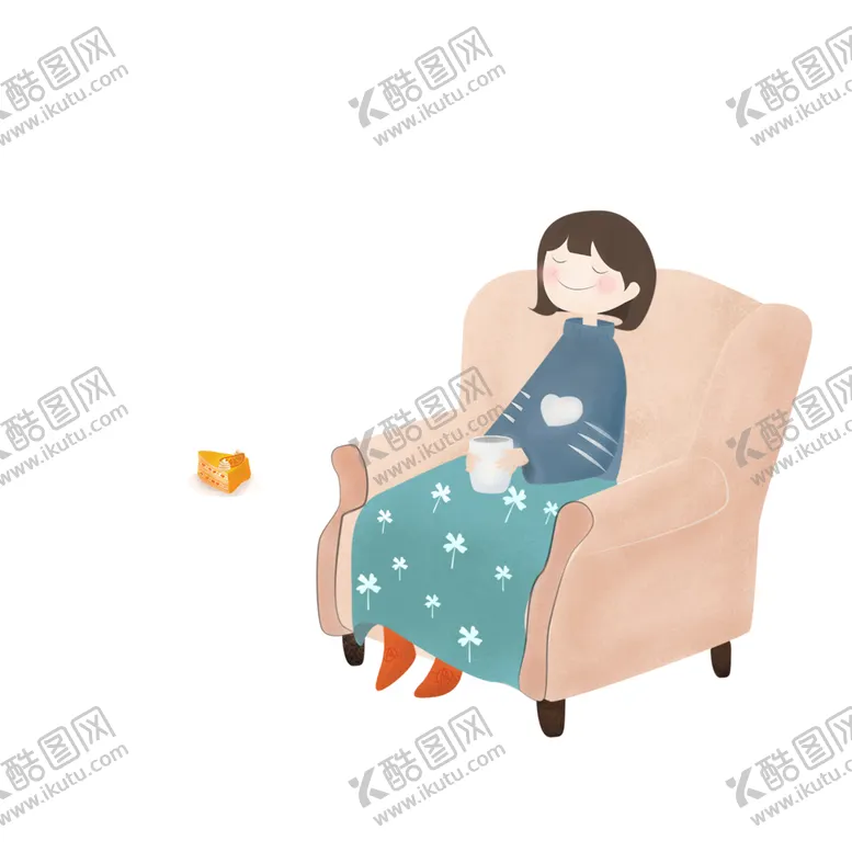 编号：25128001261145066700【酷图网】源文件下载-沙发上喝咖啡的女生