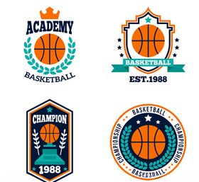 4款创意篮球元素标志矢量素材
