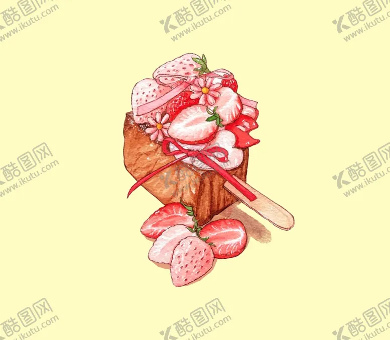 编号：23484202151159115125【酷图网】源文件下载-手绘草莓蛋糕