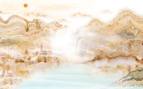 石纹山水背景墙