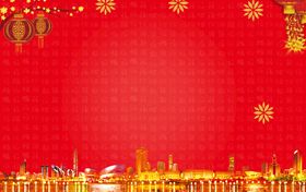 展板背景红色蓝色环保