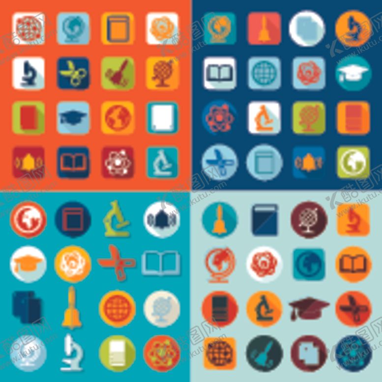编号：59880304041113441332【酷图网】源文件下载-多彩扁平化图标集合
