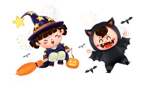 万圣节素材活动促销插画酒吧